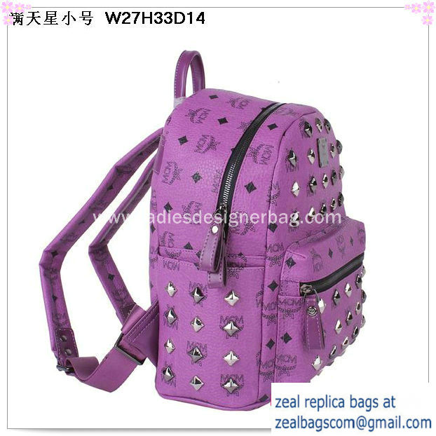 High Quality Replica Hot Sale MCM Stark Studded Small Backpack MC2089S Purple - Click Image to Close